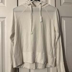 Athleta Open Hearted Pullover Hoodie White